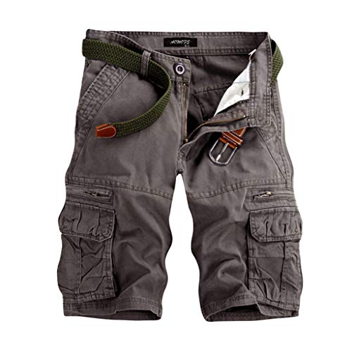 JSPOYOU Men's Cargo Shorts - Lightweight Cotton Tactical Shorts for Men with Multiple Pockets, Relaxed Fit Outdoor Casual Shorts (Dark Gray) - Perfect for Hiking, Camping, Travel and Everyday Wear