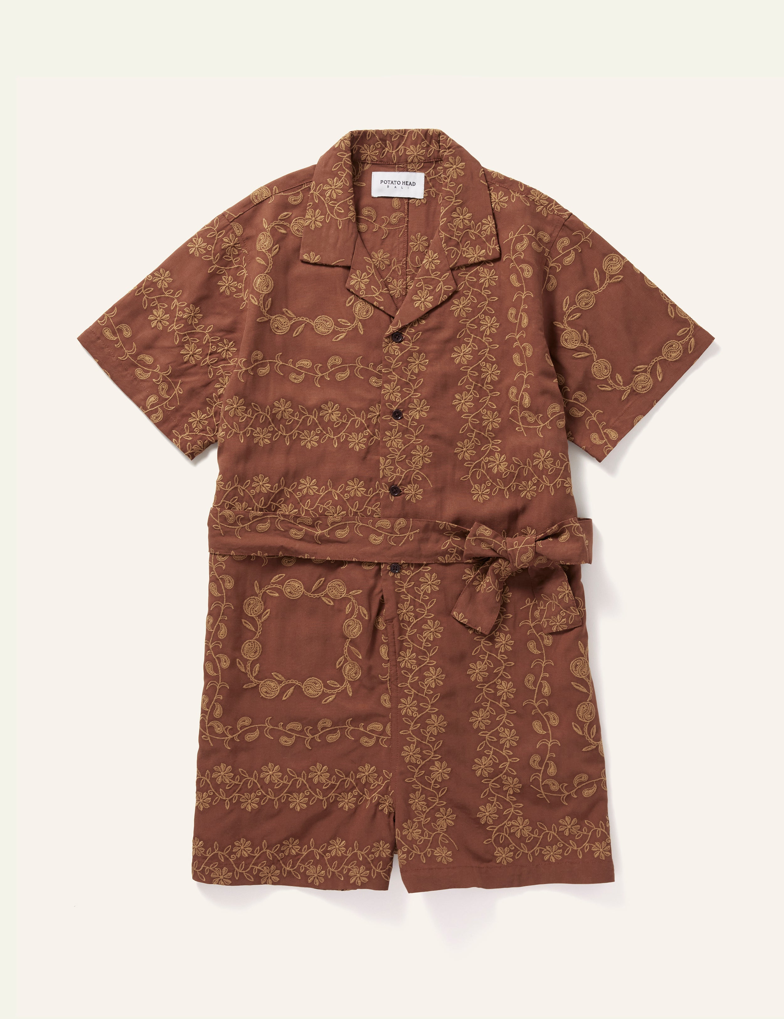 Yin Yang Paisley Women's Playsuit - Bohemian Romper Jumpsuit in Brown | Perfect for Summer Festivals, Beach Vacations & Boho Fashion Outfits