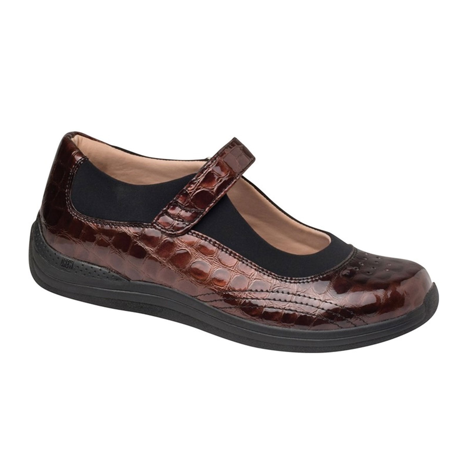 Drew Rose Mary Jane Women's Brown Crocodile Patent Leather Shoes - Comfortable & Stylish for Work, Office, and Casual Wear