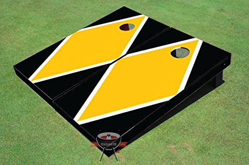 Premium American Tailgate Yellow & Black Diamond Cornhole Boards Set – Outdoor Lawn Game for Parties, BBQs, and Backyard Fun