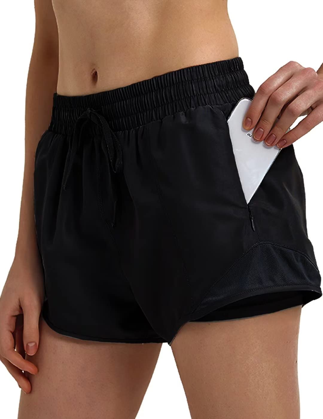 Vanars Women's High Waisted Running Shorts - Quick Dry Active Summer Gym Shorts with Liner & Zipper Pockets for Workout, Yoga, Jogging - Perfect for Fitness, Outdoor Sports & Summer Activities