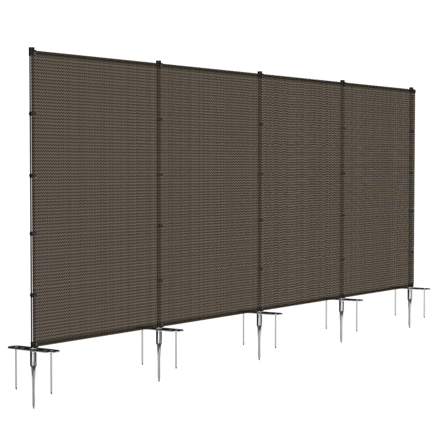 Windscreen4less 6'x24' Outdoor Privacy Fence Kit with Poles & Ground Spikes - Removable Brown Fencing for Backyard, Pool, Garden Safety, Dog, Poultry & Rabbit Enclosure | Perfect for Patio, Deck, and Property Boundary Protection