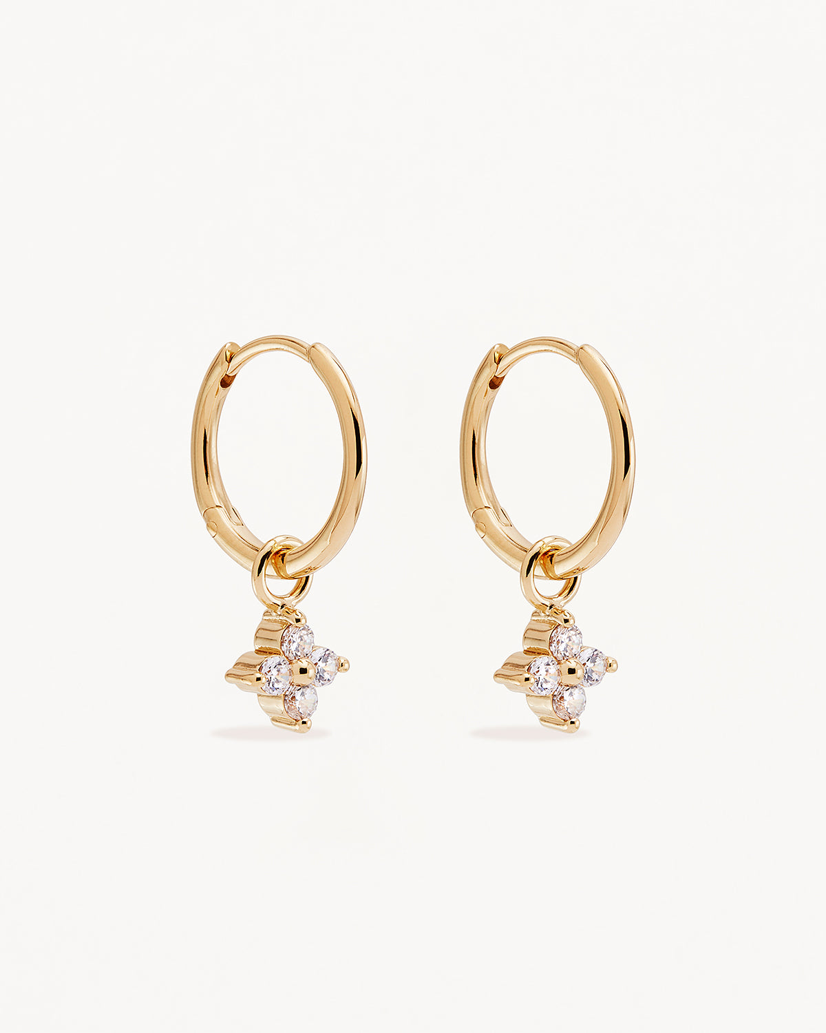 18K Gold Vermeil Crystal Bloom Hoop Earrings for Women - Elegant Floral Dangle Earrings for Party, Wedding & Everyday Wear