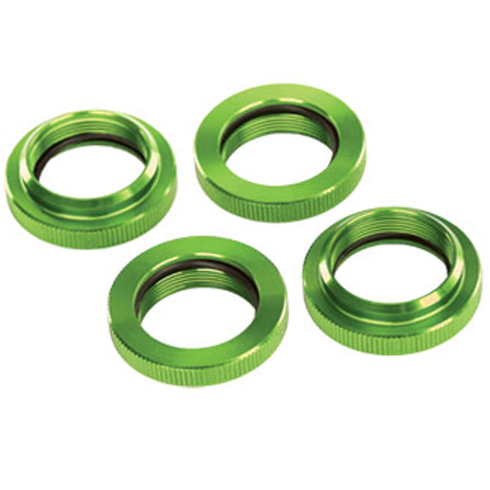 High-Performance Aluminum GTX Shock Spring Retainers for Traxxas X-Maxx - Green - Upgrade Your RC Car Suspension for Off-Road Racing & Bashing
