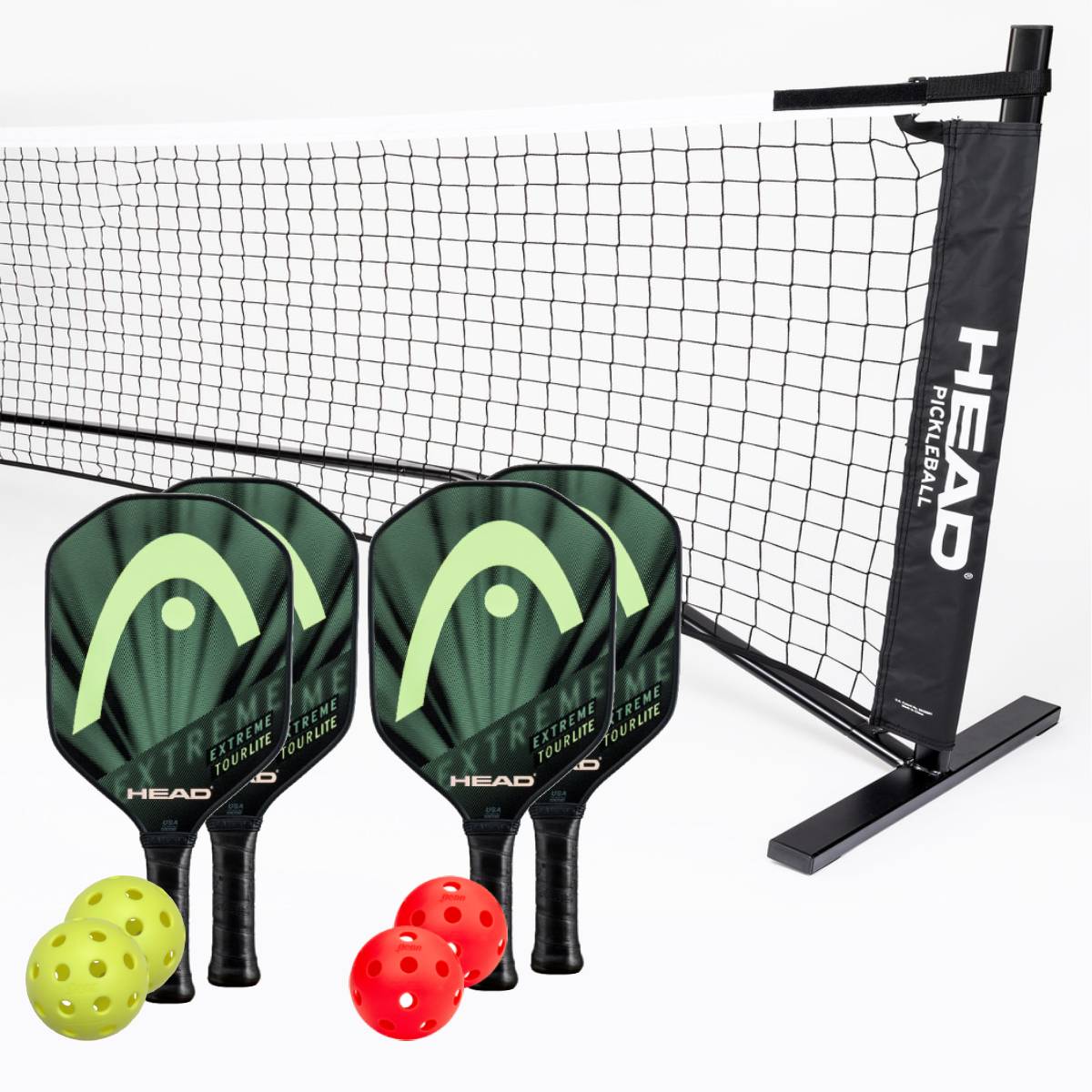 Head Extreme Tour Lite 4 Paddle + Net Pickleball Set - Premium Pickleball Equipment for Outdoor & Indoor Play - Perfect for Backyard, Court, and Recreational Games