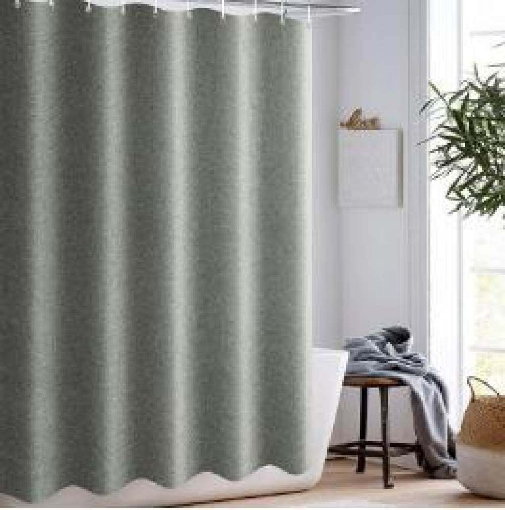 Waterproof Thickened Solid Color Shower Curtain - Heavy Duty Bathroom Linen-Like Fabric - Gray 79x79 Inches - Perfect for Bathrooms, Dorms & Apartments