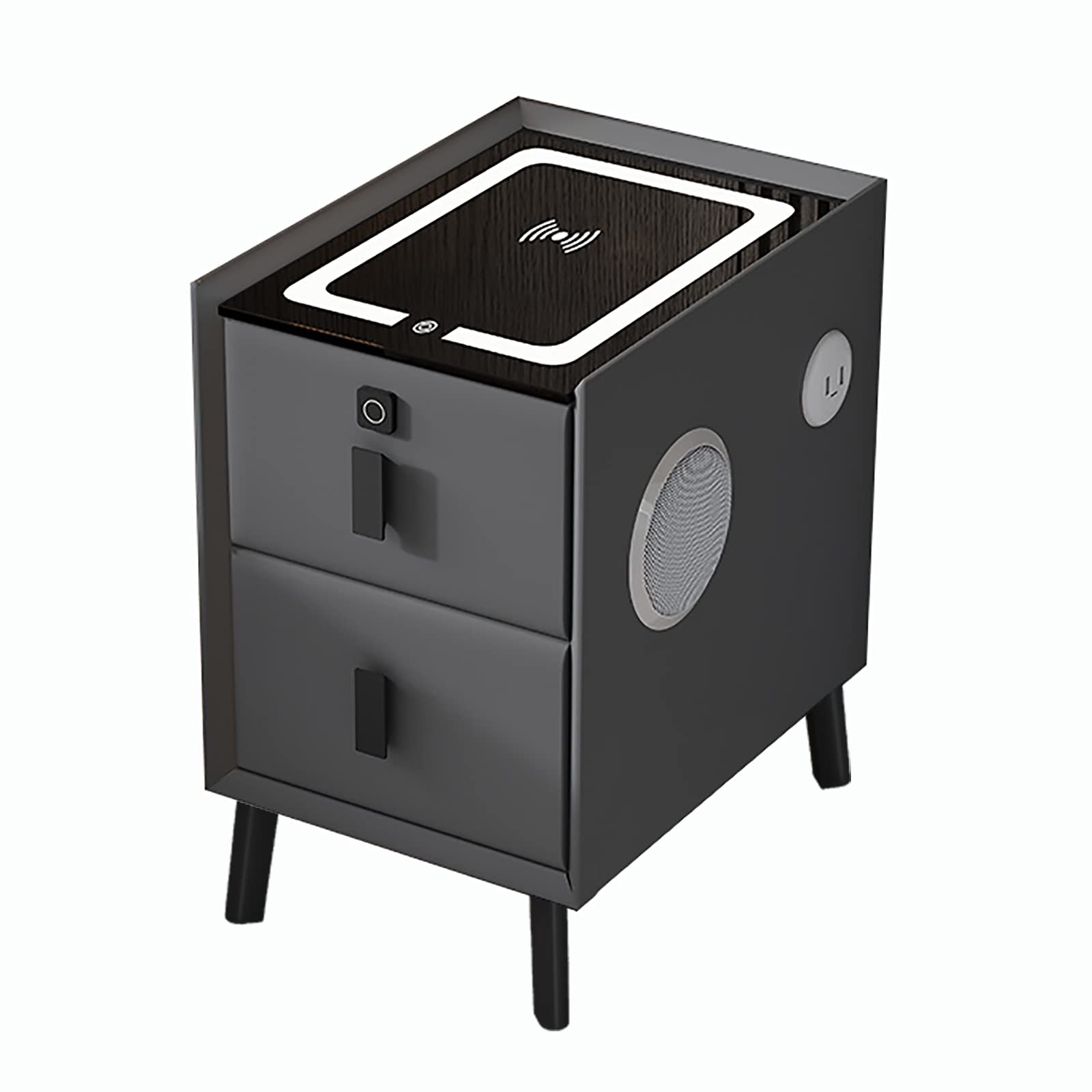 Smart Nightstand with Wireless Charging & USB Ports - Modern Bedside Table with 2 Drawers, LED Light, Touch Control for Bedroom, Living Room & Office Furniture - Perfect for Charging Devices & Nighttime Reading