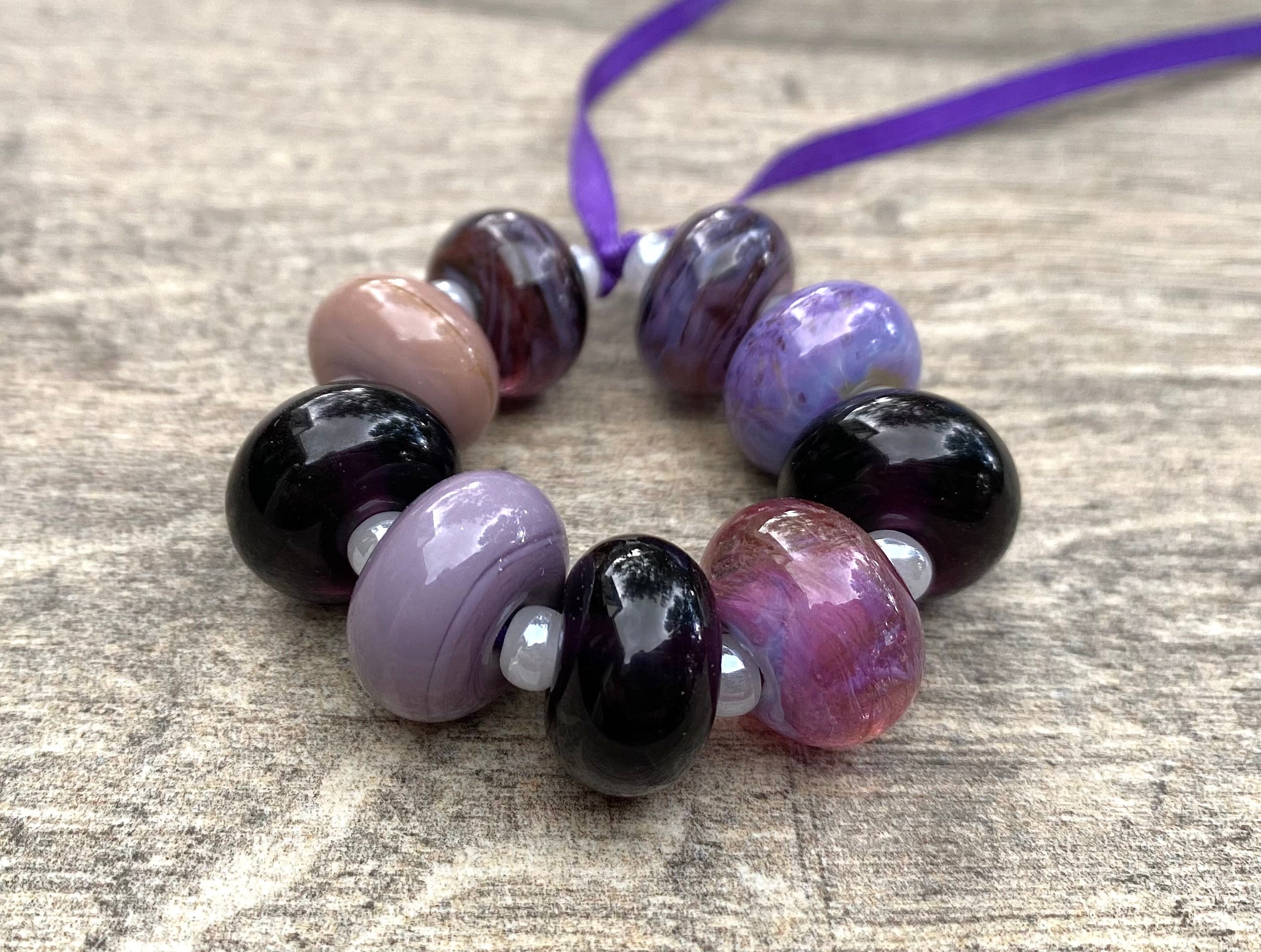 Purple Mix Lampwork Glass Beads Set for Jewelry Making - DIY Bracelets, Necklaces & Craft Projects - SRA