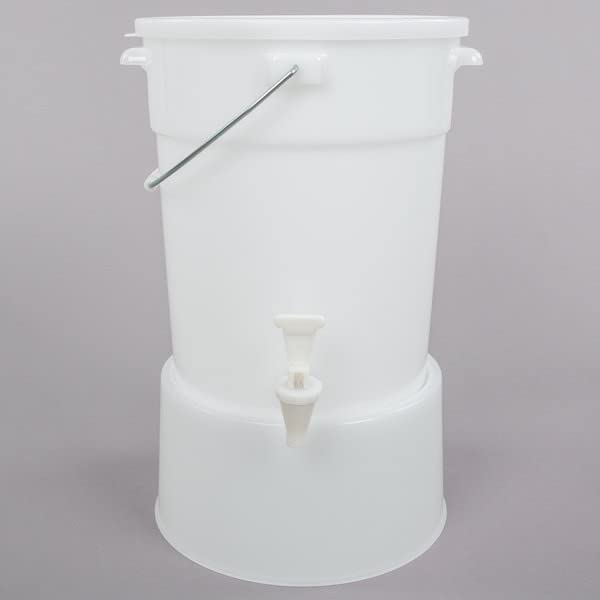 6 Gallon White Beverage Dispenser with Base - Large Drink Dispenser for Parties, Snack Storage Container, Candy Bowl - Perfect for Weddings, BBQs, and Office Events