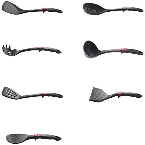 Premium 7-Piece Silicone Kitchen Utensil Set - Nonstick Cooking Spatula, Spoon & Rice Paddle - Heat-Resistant & BPA-Free Cookware for Frying, Baking & Everyday Cooking (Black) - Perfect for Home Chefs & Professional Kitchens