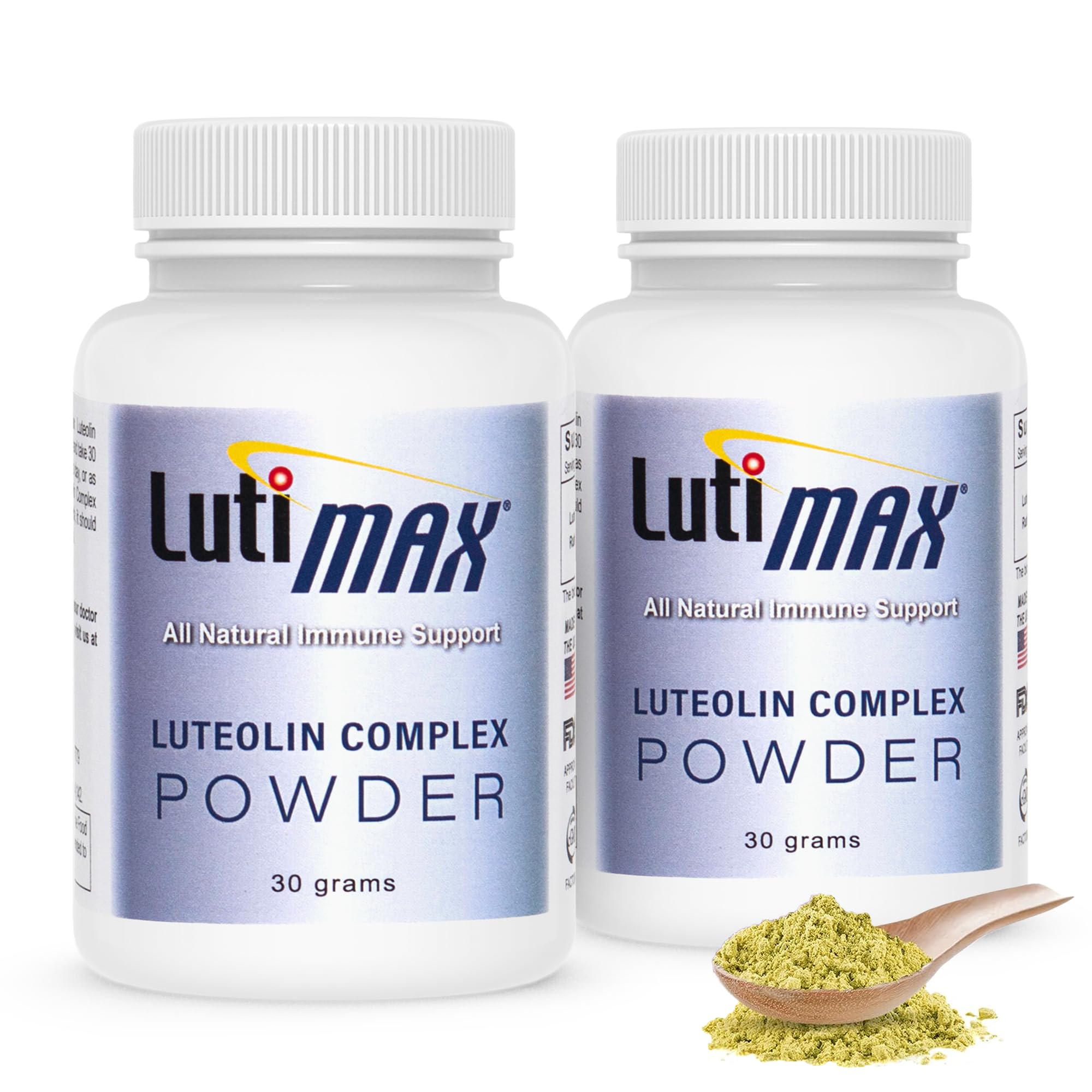 Lutimax Luteolin Complex Powder with Rutin - Premium Nootropic Brain Supplement for Memory, Focus & Cognitive Health - Antioxidant Support for Immune System - 100 Servings (2 Pack) - Ideal for Students, Professionals & Seniors to Enhance Mental Clarity