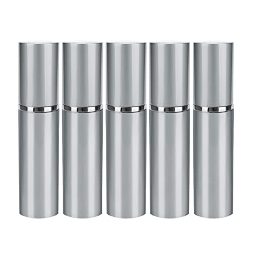 EXCLUZO 5-Pack 10ml Refillable Mini Perfume Bottles - Portable Aluminum Atomizer Spray Bottles for Travel, Gym, Purse & Office | Leak-Proof Cosmetic Containers for Essential Oils & Fragrances