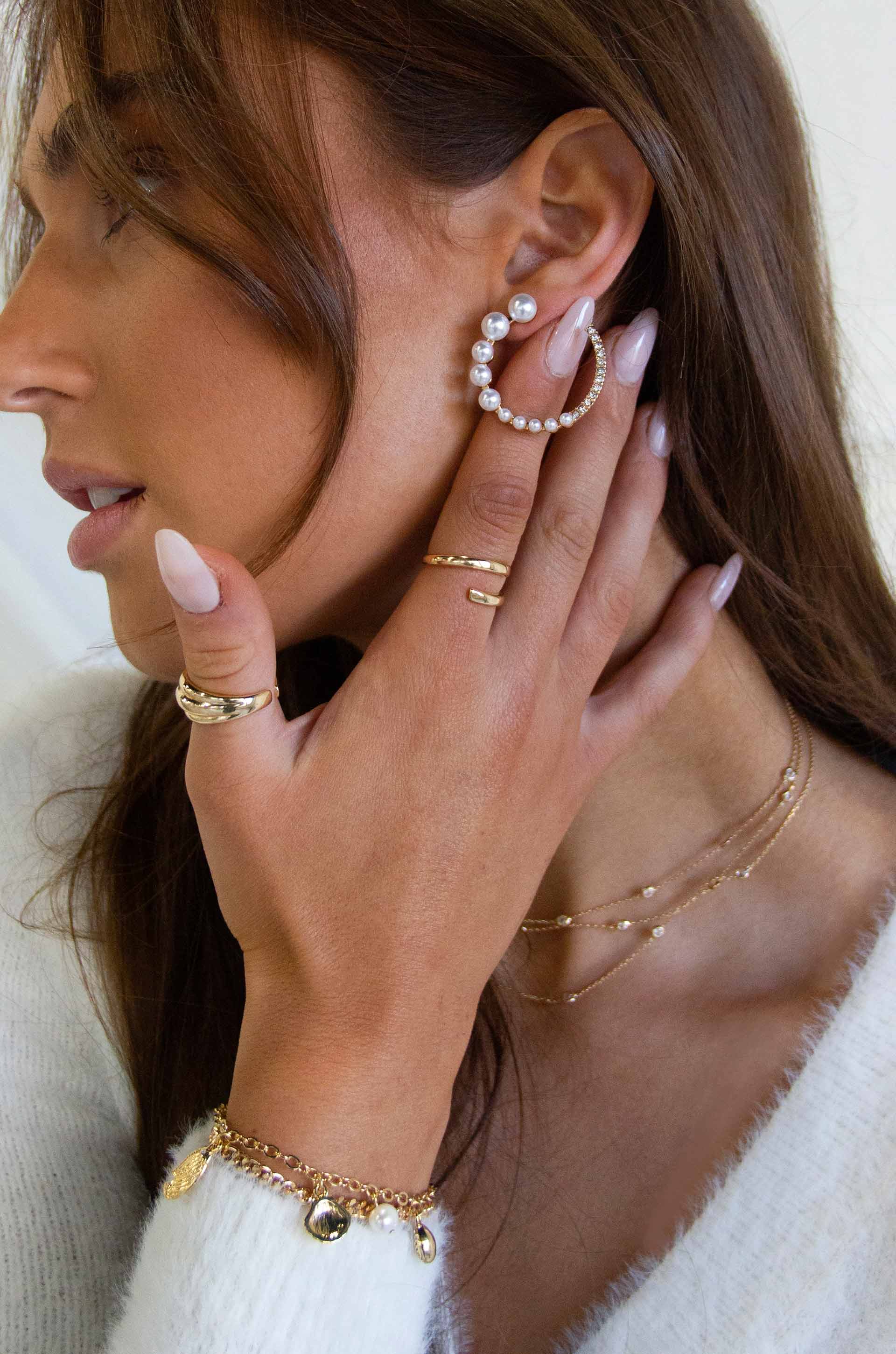 Elegant Pearl and Crystal Open Circle Earrings for Women - Fashion Statement Jewelry for Parties, Weddings & Everyday Wear