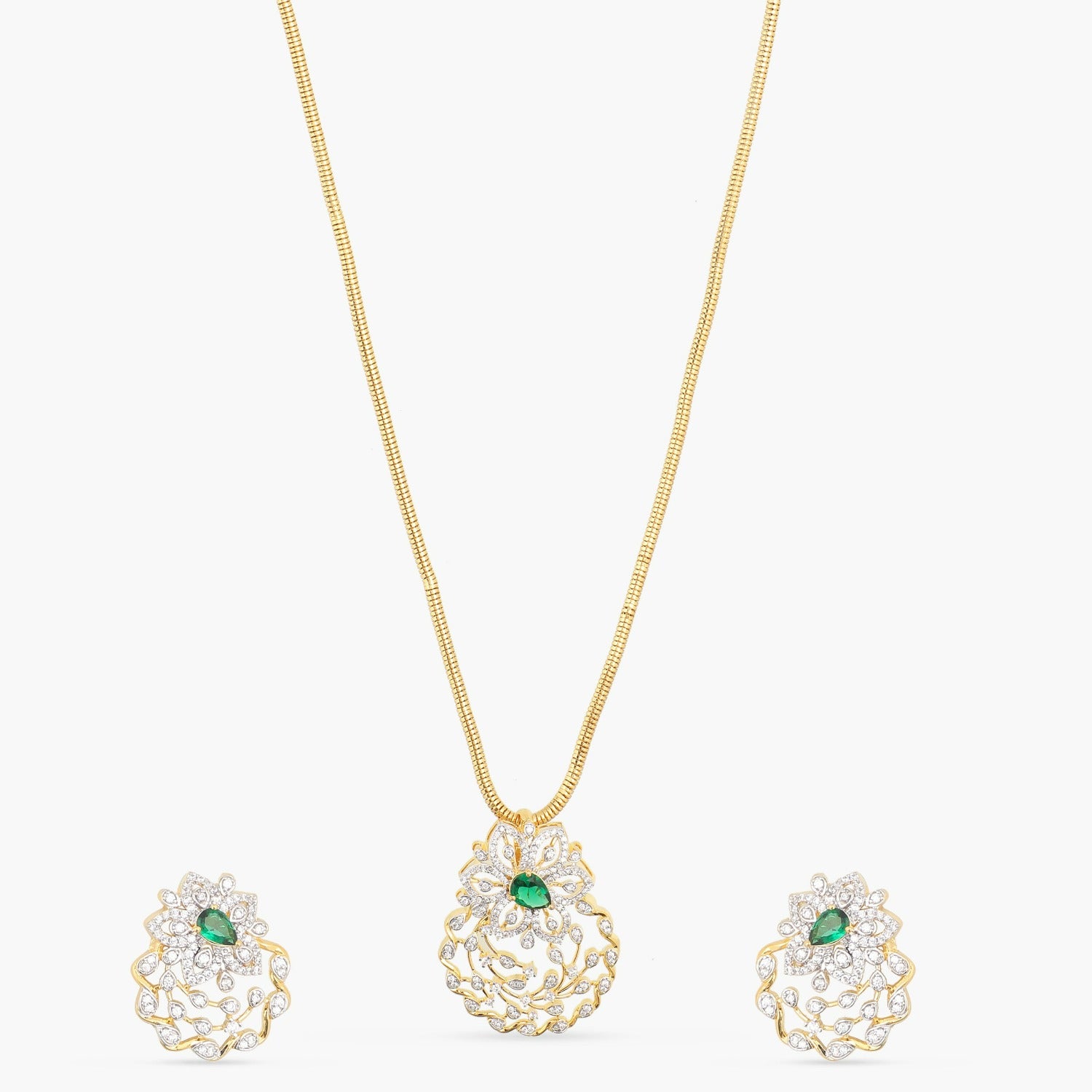 Florena Nakshatra Cubic Zirconia Pendant Necklace Set - Elegant CZ Jewelry for Women, Perfect for Parties, Weddings & Special Occasions