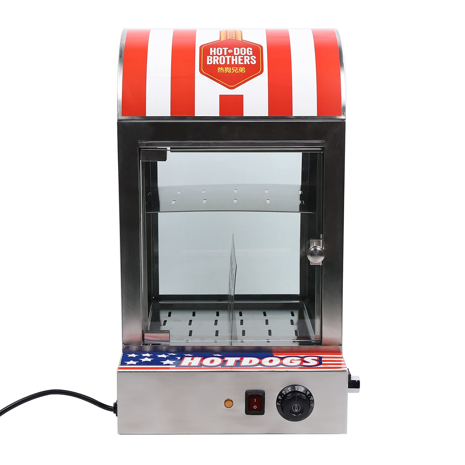Stainless Steel Hot Dog Steamer Machine - 10kg Electric Hot Dog Warmer with 1500W Power, 110V for Hot Dog Hut | Portable & Convenient Commercial Kitchen Appliance for Food Trucks, Carnivals, and Stadium Concessions