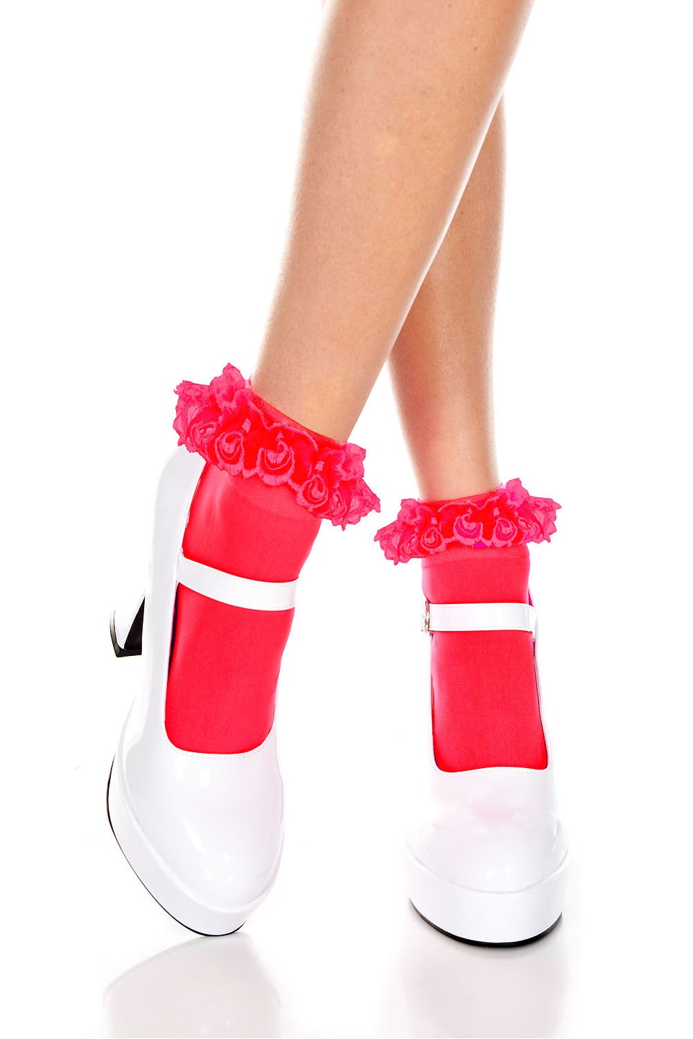 Women's Lace Ruffle Opaque Anklet Socks - Elegant Music Legs Fashion Accessories for Ballet, Dance & Everyday Wear
