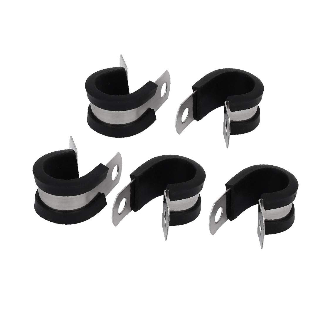 X-DREE 14mm EPDM Rubber Lined P Clips - Heavy Duty Cable Hose Pipe Clamps Holder (5 Pack) - Perfect for Automotive Wiring, Marine Applications & Home Organization