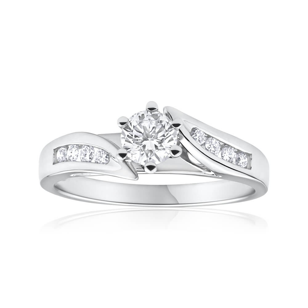 18ct White Gold Diamond Ring - 0.5 Carat Brilliant Cut Diamond Engagement Ring for Women - Perfect for Proposals, Anniversaries & Special Occasions