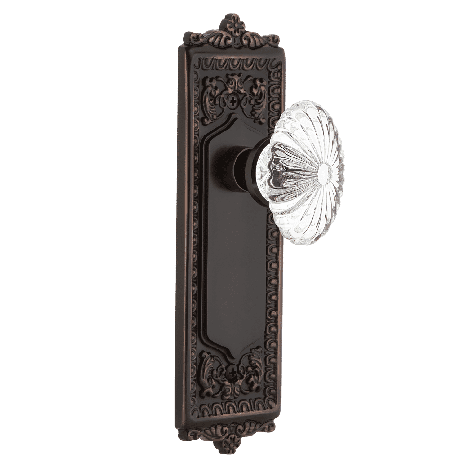 Timeless Bronze Egg & Dart Long Plate with Oval Fluted Crystal Knob - Elegant Dining Tableware for Formal Dinners & Special Occasions
