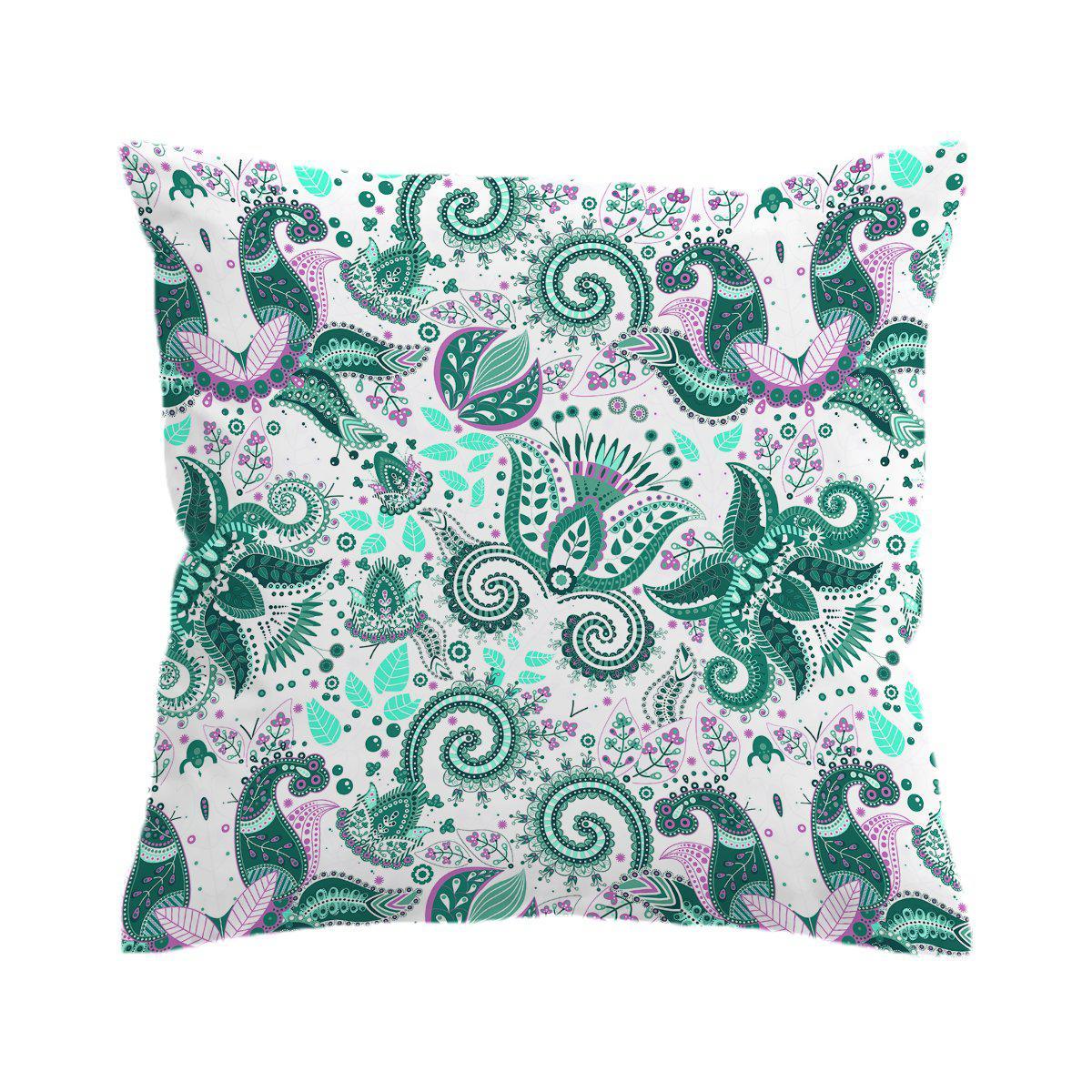 Coastal Paisley Pillow Cover - Decorative Boho Throw Pillow Case for Sofa, Bed & Home Decor - 18x18 Inches