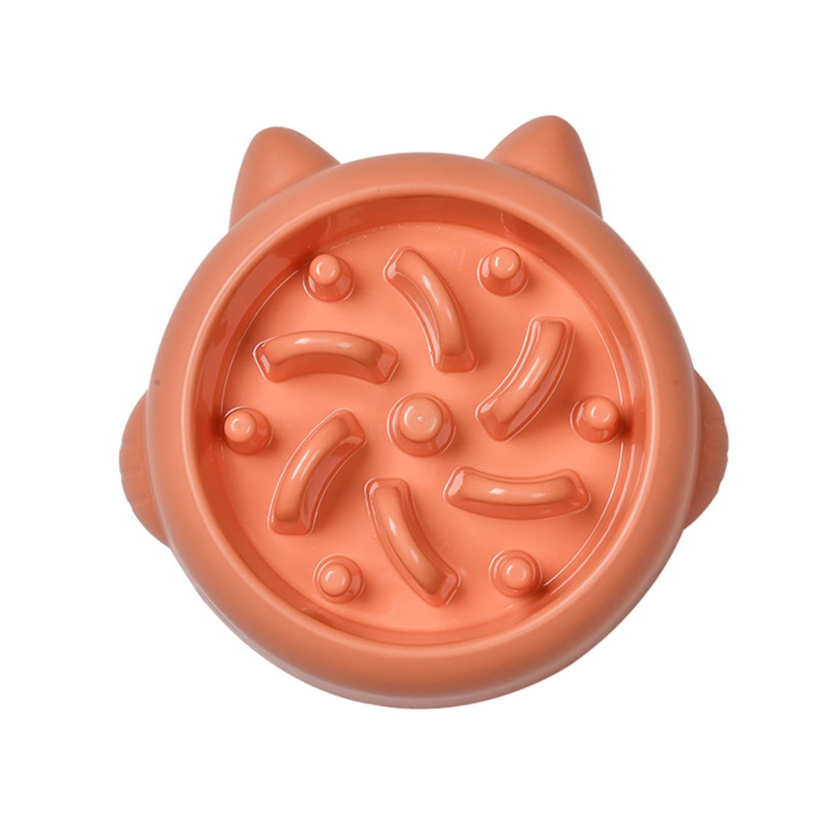 VEAREAR Leak-Proof Slow Feeder Cat Bowl - Non-Slip Pet Food Dish with Unique Orange Design for Kittens & Adult Cats - Perfect for Mealtime, Portion Control & Digestion Aid