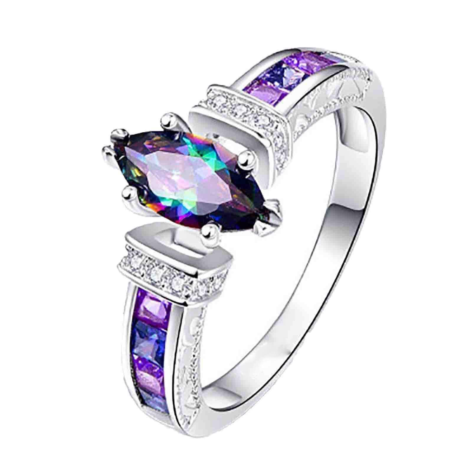YYDS Gem Stone King Sterling Silver Simulated Diamond Women's Ring - Sparkling Crystal Halo Cubic Zirconia Engagement Ring, Stackable Eternity Promise Band for Bride (Size 10, Style #003) | Perfect for Weddings, Anniversaries & Romantic Gifts