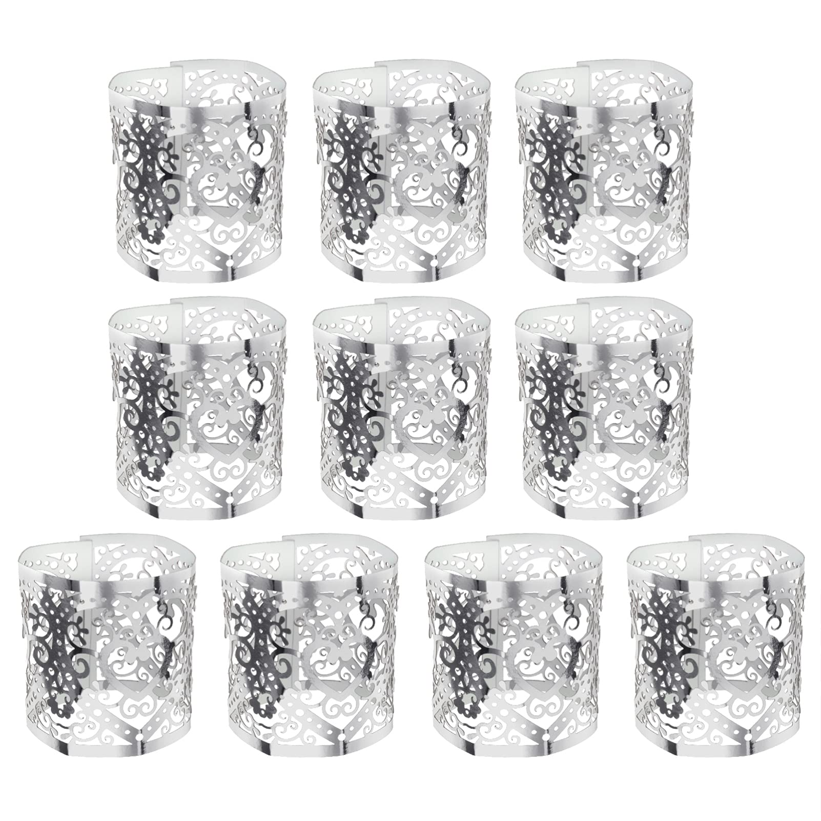 PACKOVE 50Pcs Silver Candle Holders - Decorative Tea Light Covers for Wedding, Party & Home Decor - Elegant Candle Wraps & Lamp Enclosures for Romantic Ambiance & Table Centerpieces