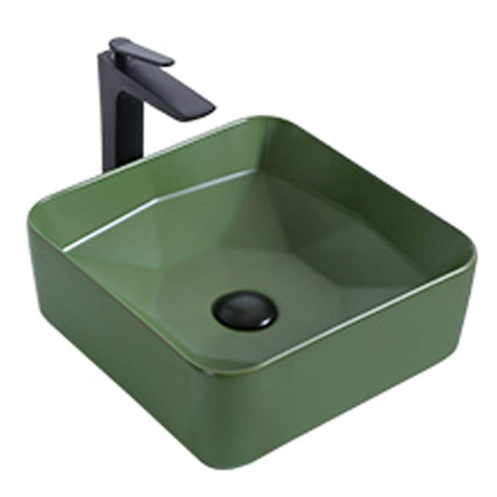 Ceramic Pedestal Sink with Faucet - White Square Bathroom Vanity Sink for Home, Cafe & Restaurant - Perfect for Powder Rooms, Laundry Areas & Poolside Wash Stations