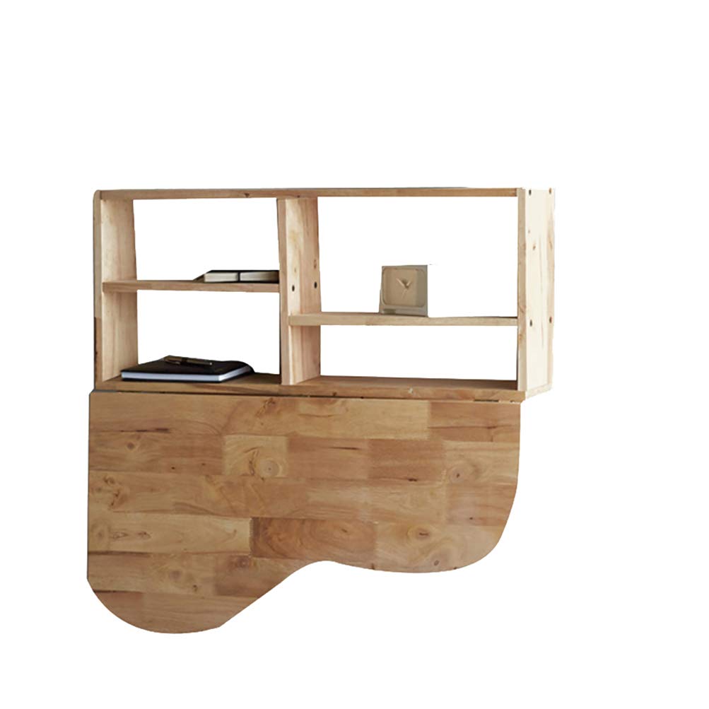 Space Saving Wall-Mounted Folding Computer Desk - Solid Wood Drop Leaf Table for Study, Bedroom & Small Spaces - Perfect for Home Office, Dorm Room & Apartment Living