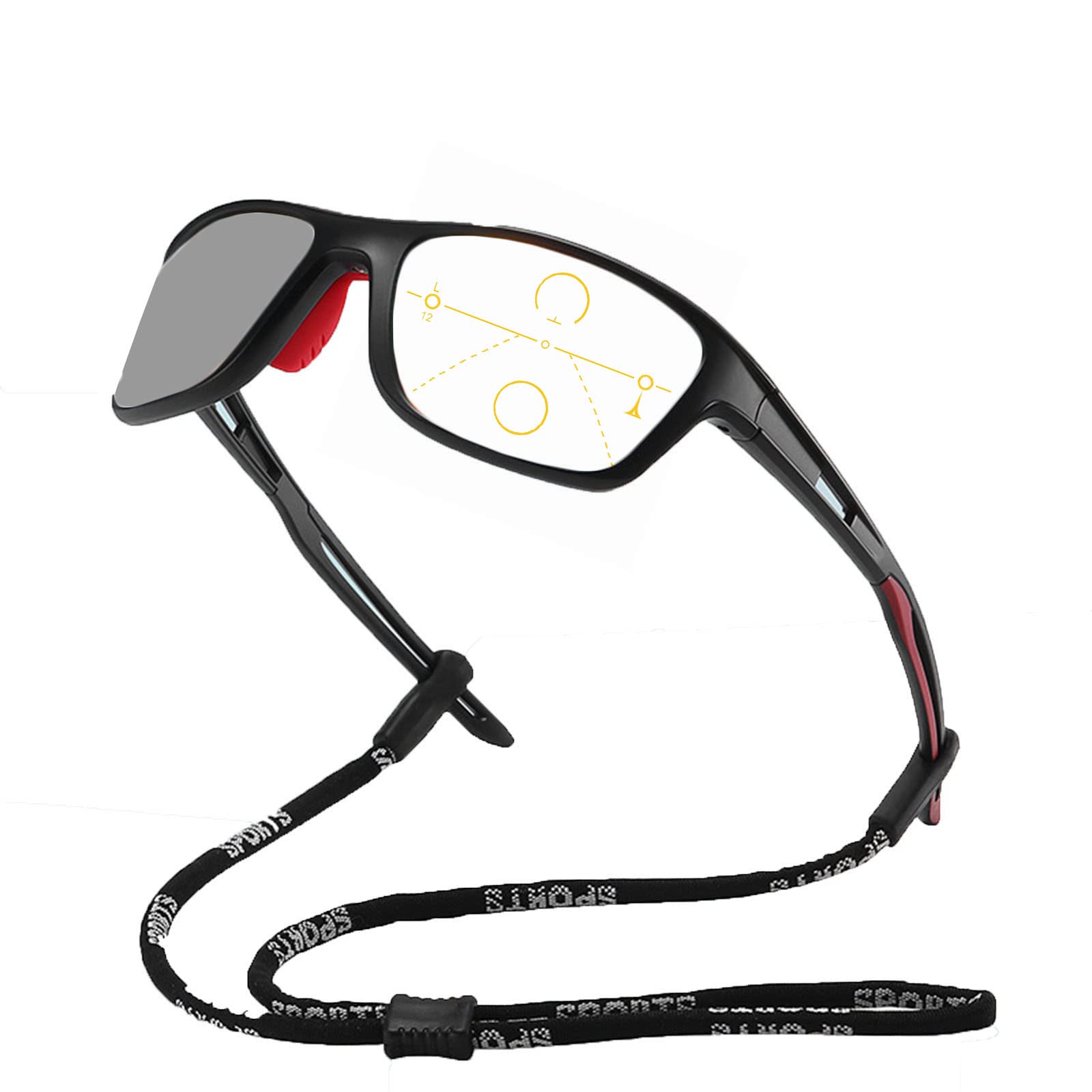 Men's Sports Wraparound Photochromic Multifocus Glasses - Reading Sunglasses for Computer Use, Outdoor Activities & Driving - Reduce Glare & Eye Fatigue - Ideal for Running, Cycling & Daily Wear