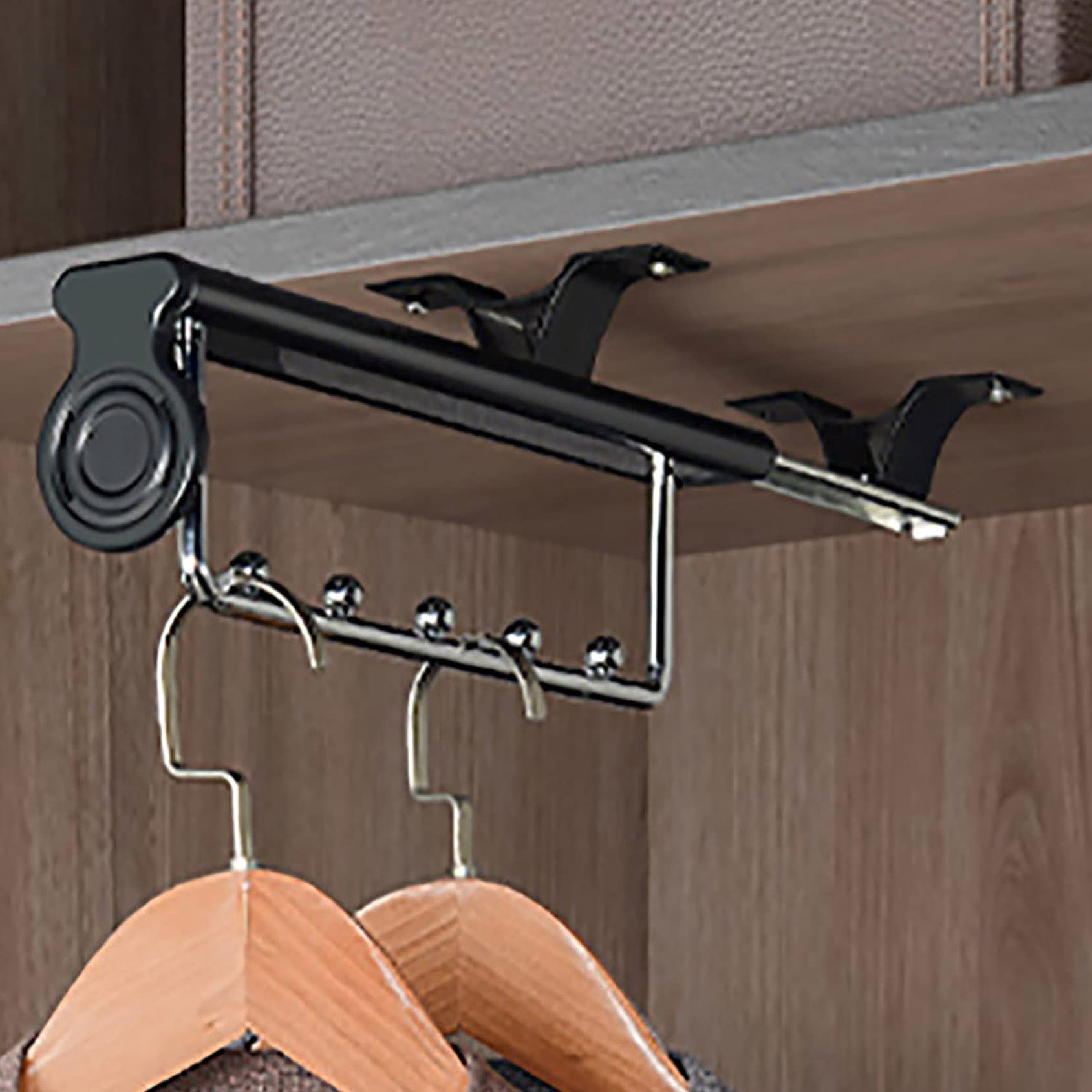 ZYFA Pull Out Closet Rod - Heavy Duty Retractable Adjustable Wardrobe Hanger Bar for Clothes Organization | Extendable Metal Valet Rod with Top Mount | Perfect for Bedroom, Walk-in Closet & Laundry Room Storage Solutions