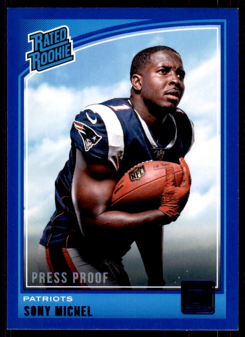 2018 Panini Donruss Base Press Proof Blue #310 Sony Michel Rated Rookie Football Card - Collectible Sports Memorabilia for NFL Fans and Trading Card Enthusiasts