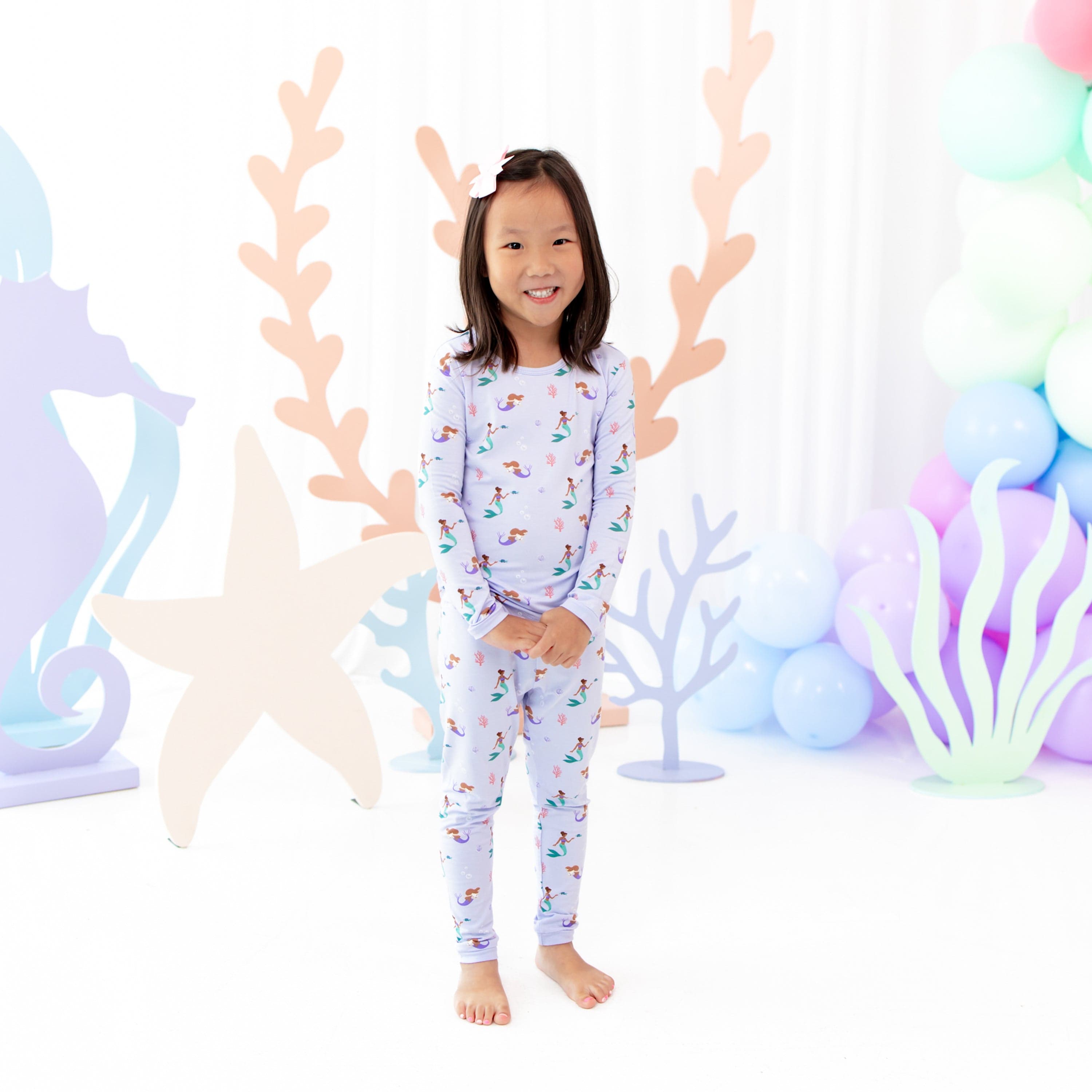 Mermaid Print Long Sleeve Pajamas for Women - Soft & Comfortable Sleepwear for Nighttime Relaxation