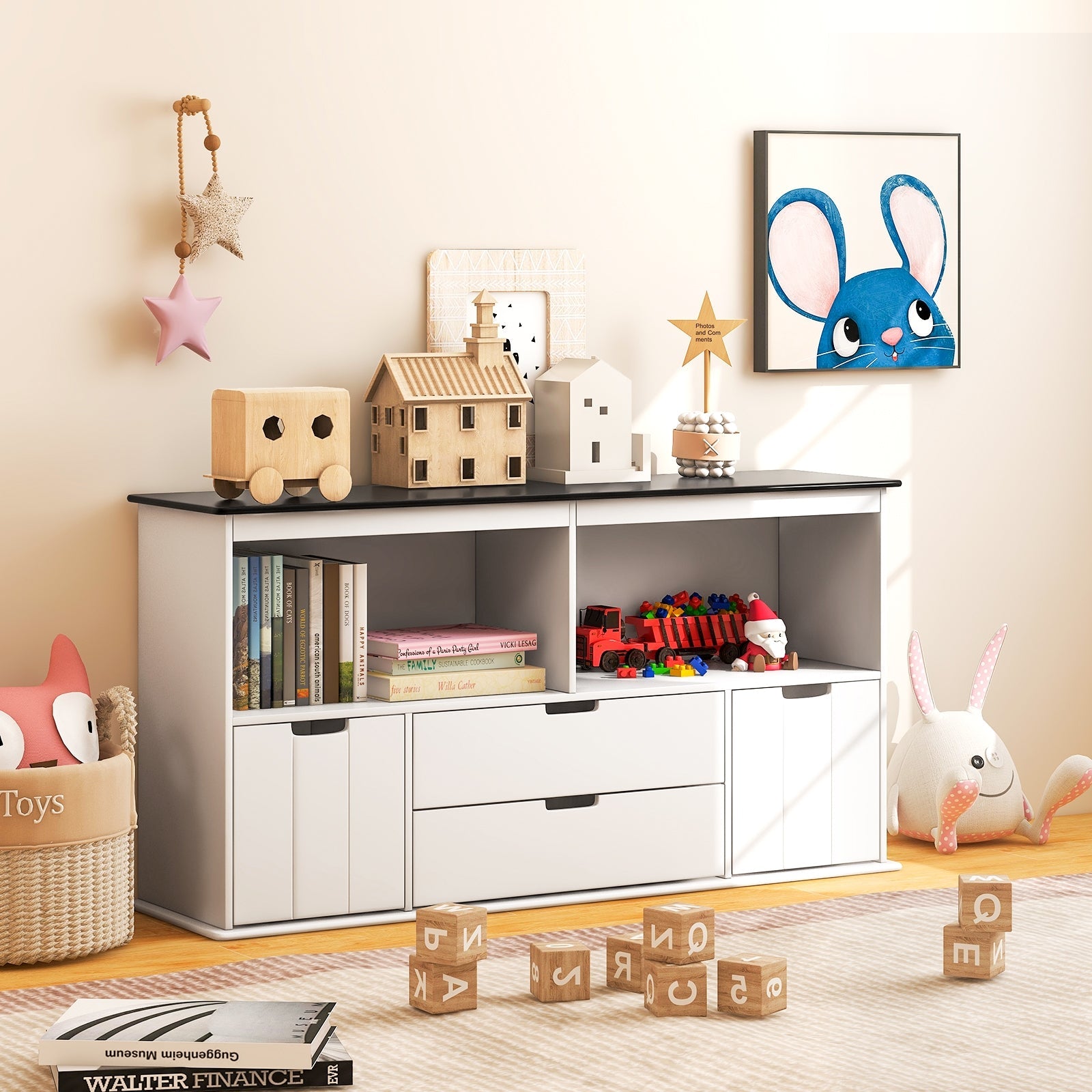 4-Drawer Kids Toy Storage Organizer with Blackboard Top - Perfect for Playroom, Bedroom & Classroom Organization