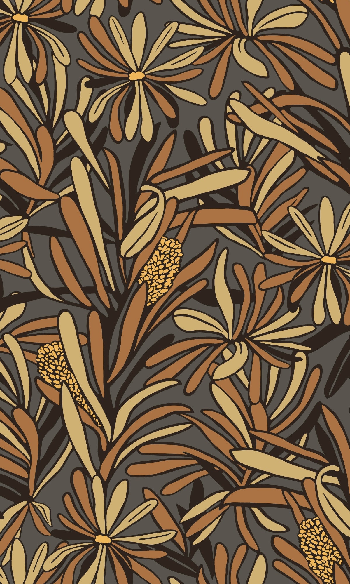 Camel & Blacky Tropical Plant Pattern Non-Woven Wallpaper R9101 - Perfect for Living Room, Bedroom, and Home Office Decor