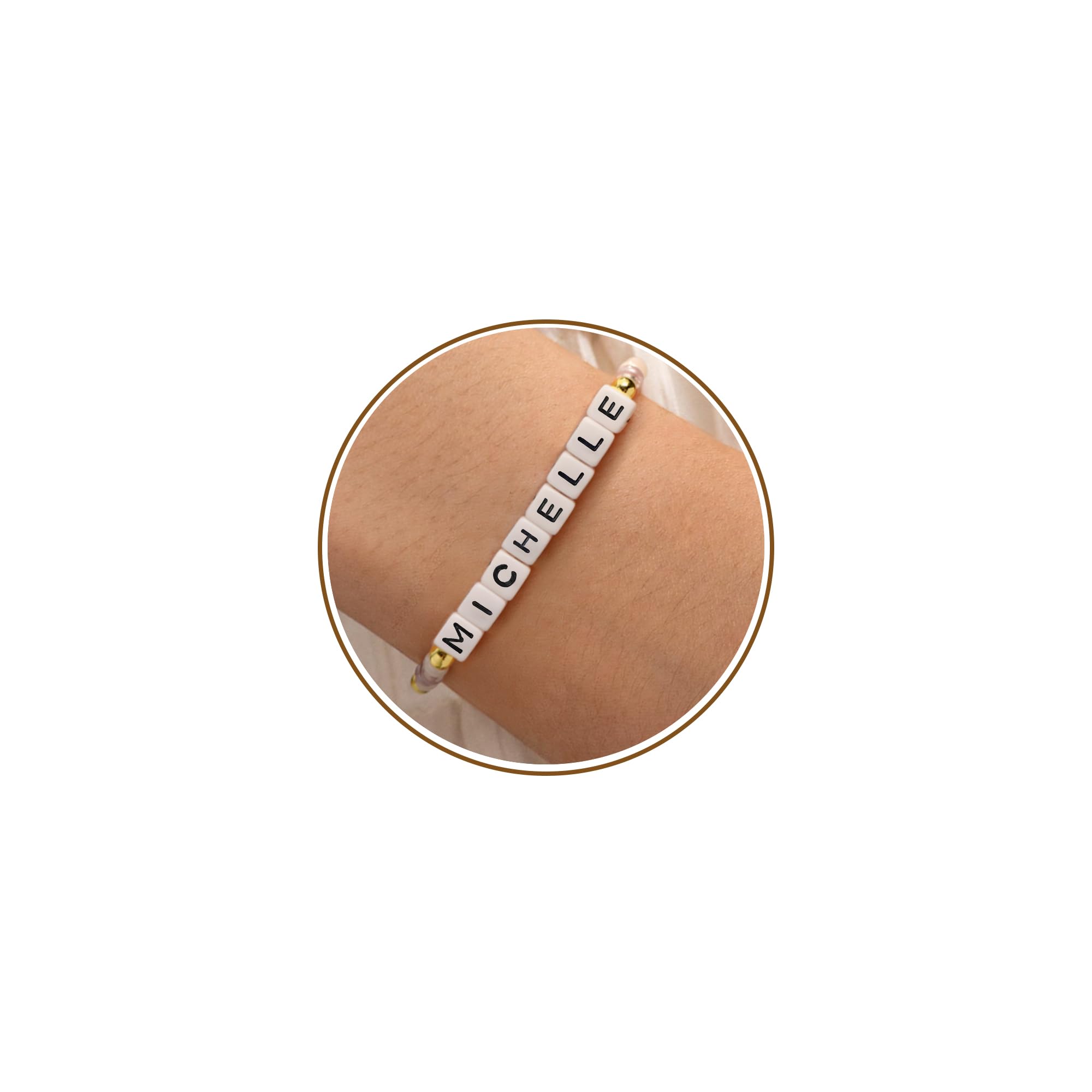 JSJOY Personalized Name Bracelets for Women - Michelle Gold Jewelry, Friendship & Daughter Gifts from Mom, Birthday Presents for Her, Perfect for Everyday Wear & Special Occasions