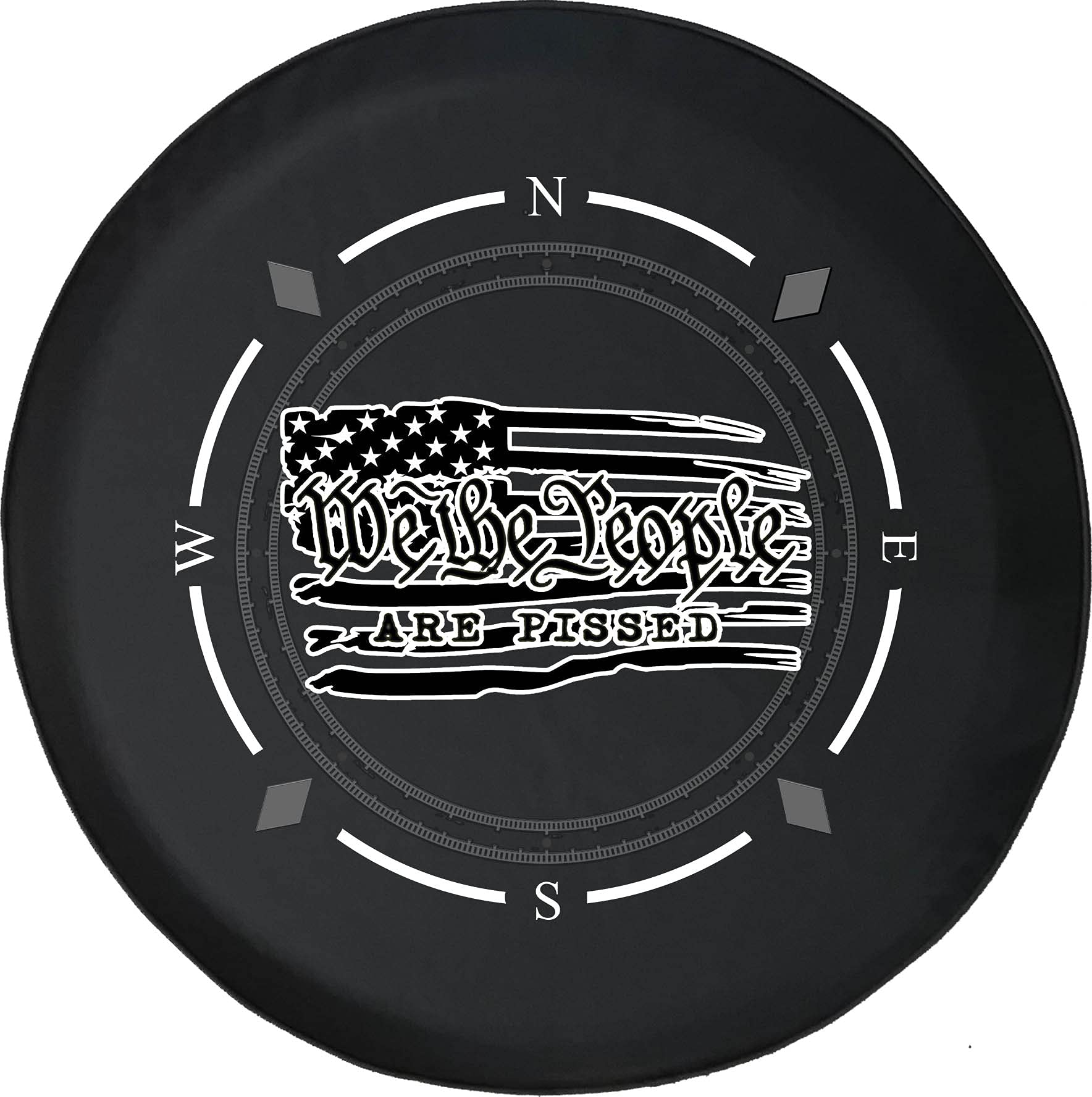 American Flag Spare Tire Cover with Compass Design - Fits SUV, Trailer, RV & Most Vehicles | Durable Wheel Accessory for Outdoor Adventures & Road Trips