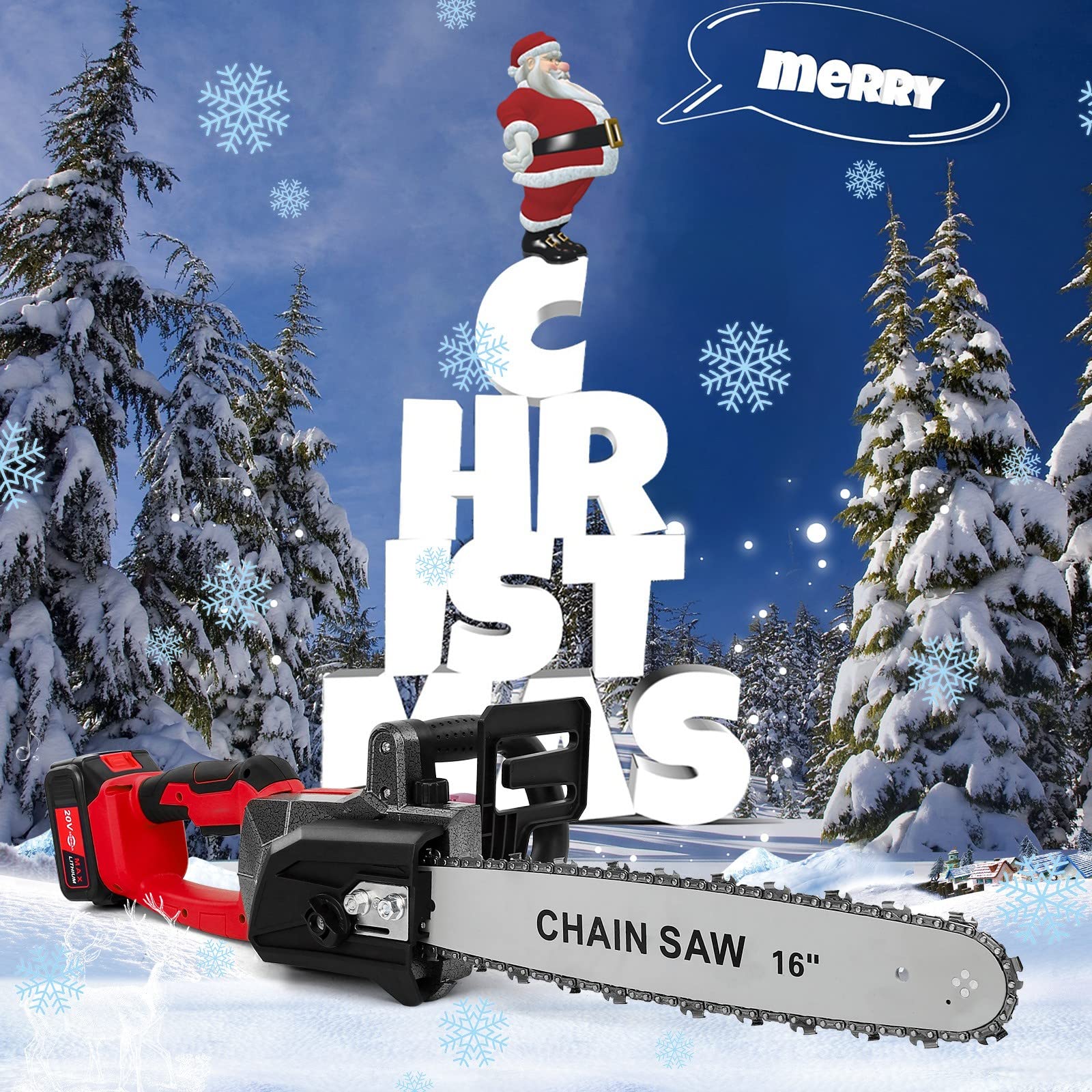 42V 16-Inch Cordless Electric Chainsaw with 2 x 3.0Ah Lithium Batteries & Charger - Lightweight Wood Cutting Tool for Tree Trimming, Firewood, and Yard Maintenance (Red, 43 x 25 x 20cm) - Perfect for DIY Projects, Landscaping, and Home Garden Use