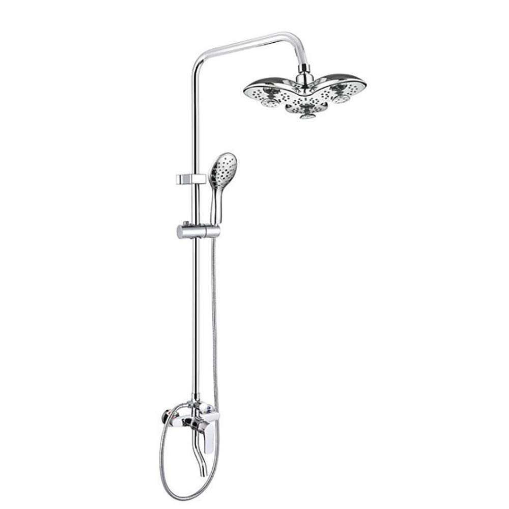 Modern Chrome Plated Shower Set with Petal Top Spray, 3-Speed Hand Shower & Faucet - Luxury Bathroom Upgrade for Spa-Like Experience