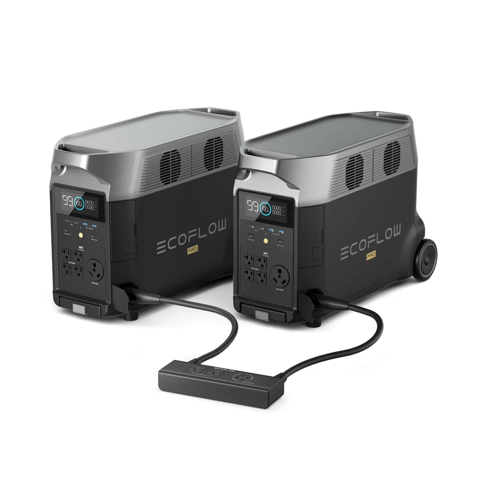 EcoFlow DELTA Pro Portable Power Station (2 Units) + Double Voltage Hub + 306A Transfer Switch for Home Backup, RV, Camping & Off-Grid Power Supply
