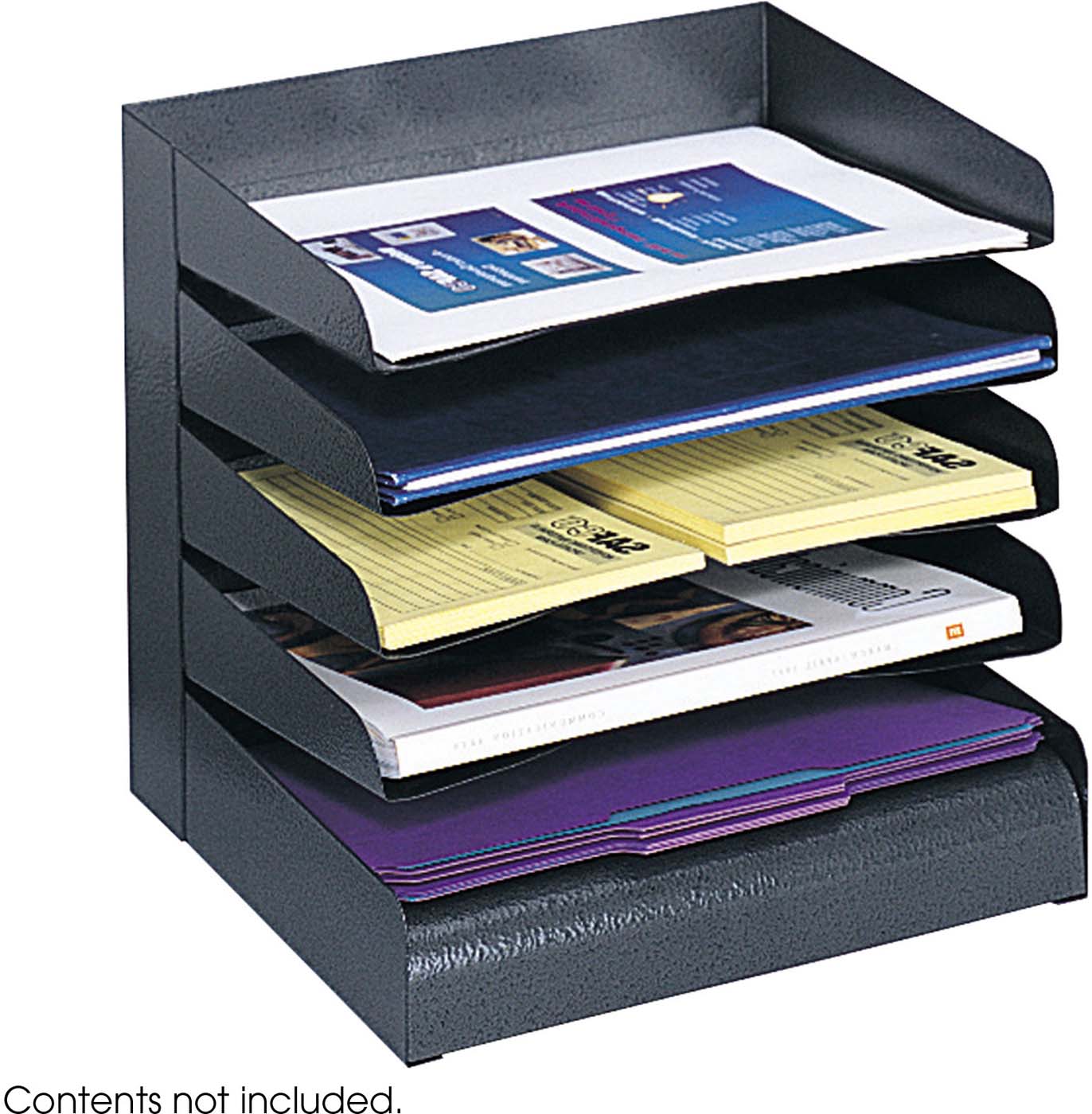 5-Tier Black Steel Desk Organizer Tray Sorter [3127BL] - Perfect for Office, Home, and School Organization