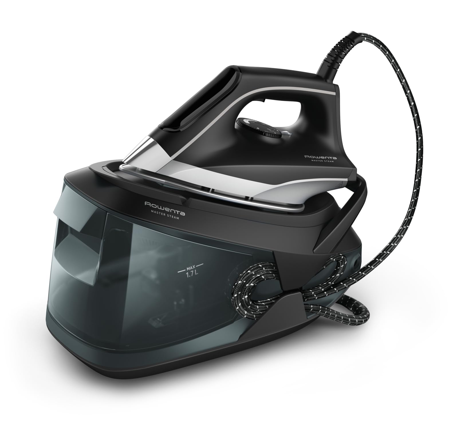 Rowenta VR8338 Professional Steam Iron & Steamer for Clothes - 1750W Stainless Steel Soleplate with 400 Microsteam Holes, 57oz Water Tank & Built-In Pump (Black/Green) - Perfect for Wrinkle Removal, Fabric Care & Professional Garment Pressing at Home or Office