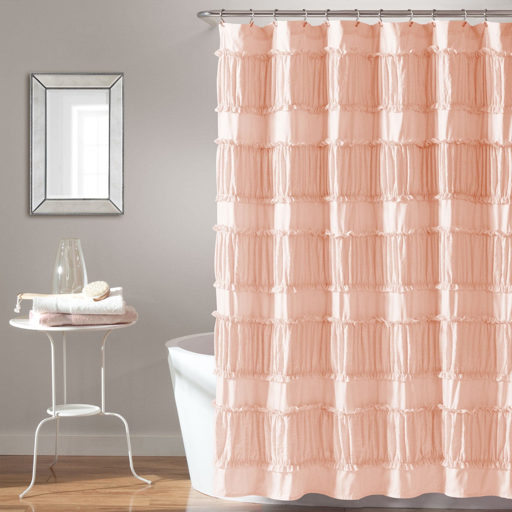 Nova Ruffle Shower Curtain - Waterproof Bathroom Decor with Elegant Ruffles for Modern Home, Perfect for Bathroom, Guest Room, and Spa Retreat