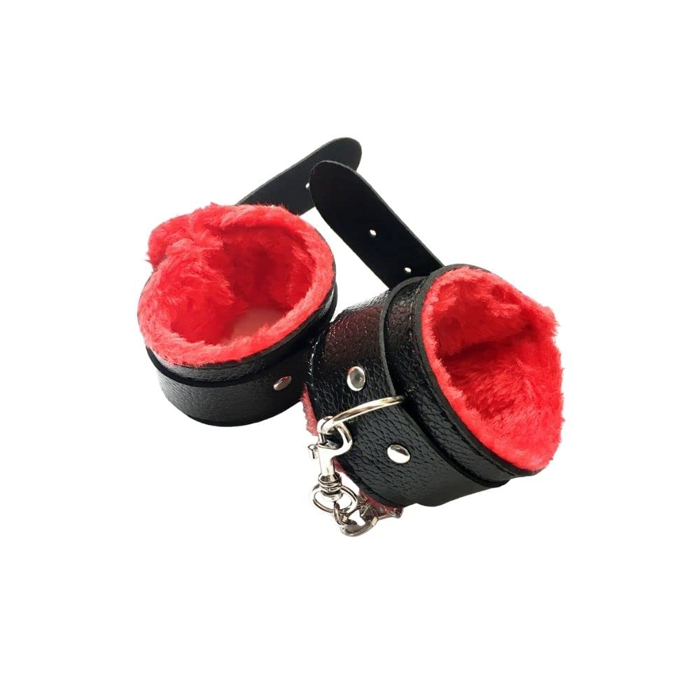 Fluffy Wrist Leather Handcuffs Bracelet - Soft Plush Lining Role Play Accessories for Couples, Detachable Exercise Bands for Yoga & Gym, Party Cosplay Jewelry - Perfect for Valentine's Day, BDSM, and Fitness Workouts