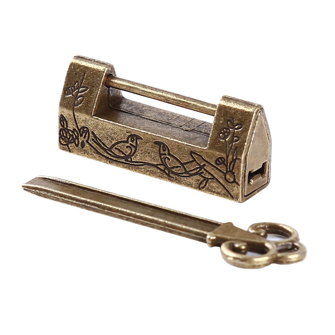 Vintage Chinese Antique Style Cabinet Lock with Key - Wooden Jewelry Box Padlock for Suitcase, Luggage & Storage | Secure Heirloom Chests, Travel Bags & Collectibles
