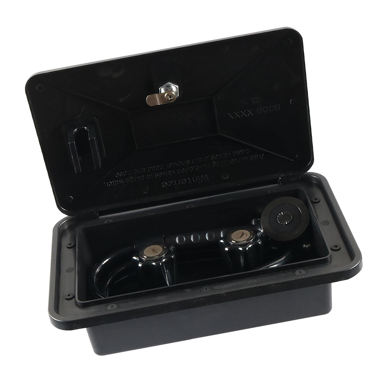 FAKEME RV Exterior Shower Box Kit with Lock & Key - Weatherproof Shower Faucet & Hose Replacement for Camper, Trailer, Marine, Yacht - Perfect for Outdoor Camping, Boating & RV Adventures