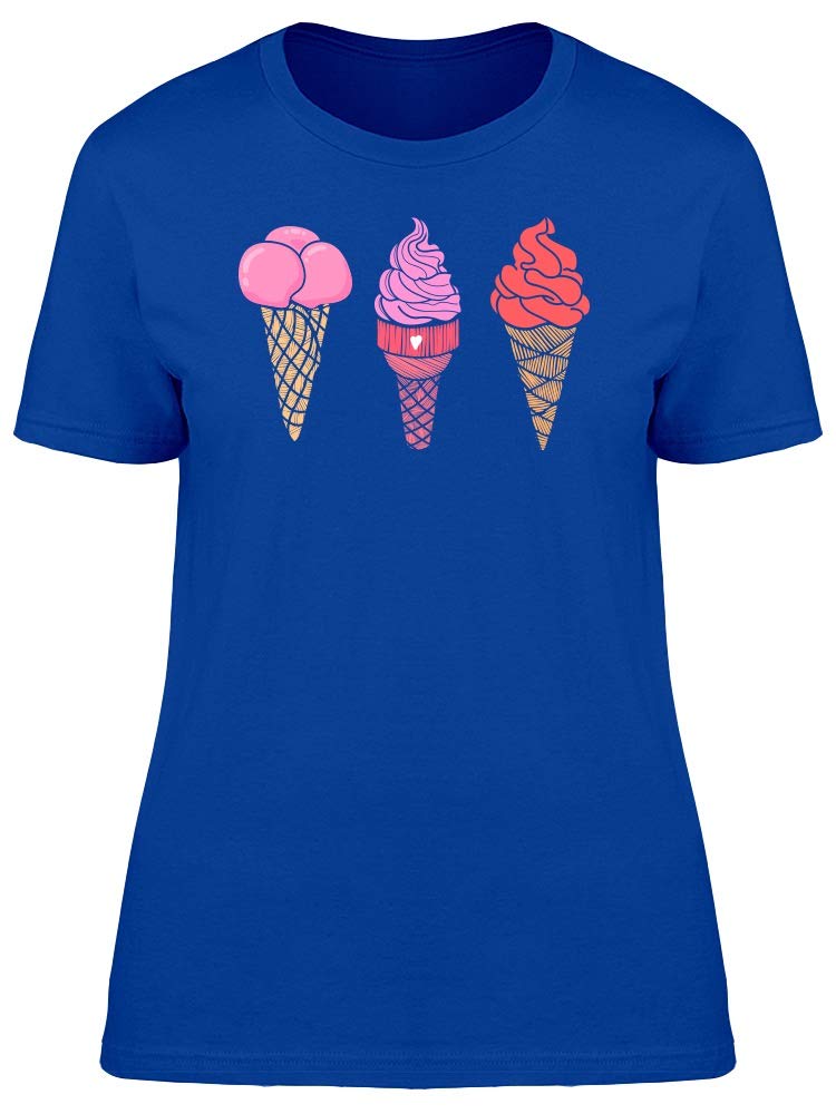 Cool Ice Cream Cone Doodles Graphic T-Shirt for Women | Summer Casual Tee | Perfect for Beach Outings, Picnics & Summer Festivals