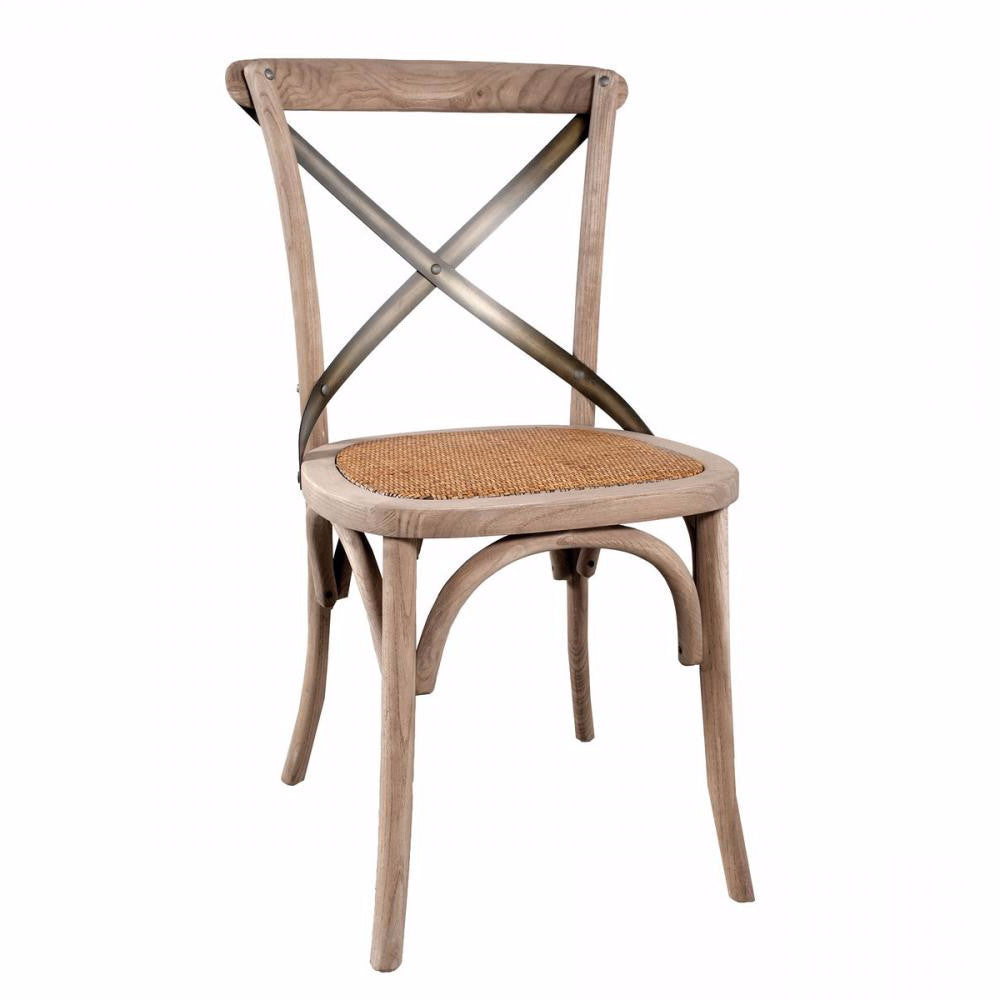 Rustic Wooden Dining Chairs with Cross Back Design - Farmhouse Style Solid Wood Kitchen Chairs for Dining Room, Kitchen, and Outdoor Patio Use