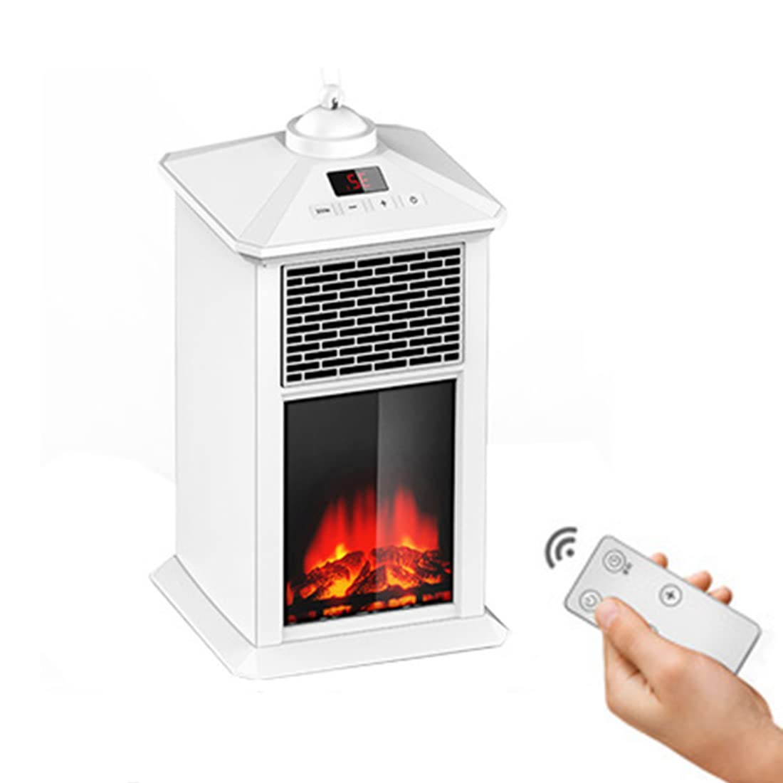 WLLLL Electric Fireplace Heater with Remote Control - Realistic Log & 3D Flame Effect - Overheat Safety Protection - White - Perfect for Living Room, Bedroom & Office Heating