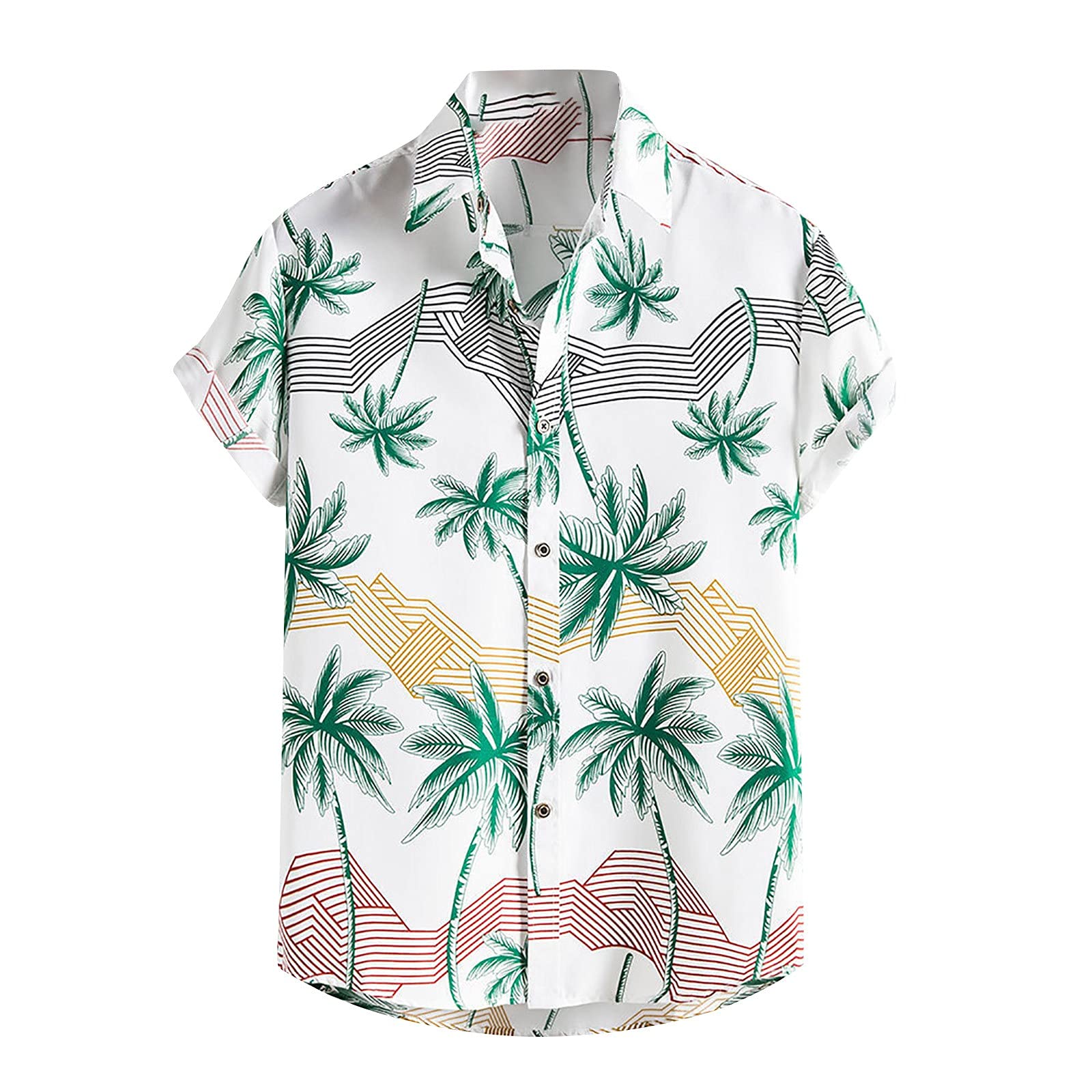 Men's Hawaiian Shirt Short Sleeve Tropical Beach Shirt - 100% Cotton Regular Fit Floral Casual Button Down Shirt for Summer Vacation, Luau Party & Island Getaway